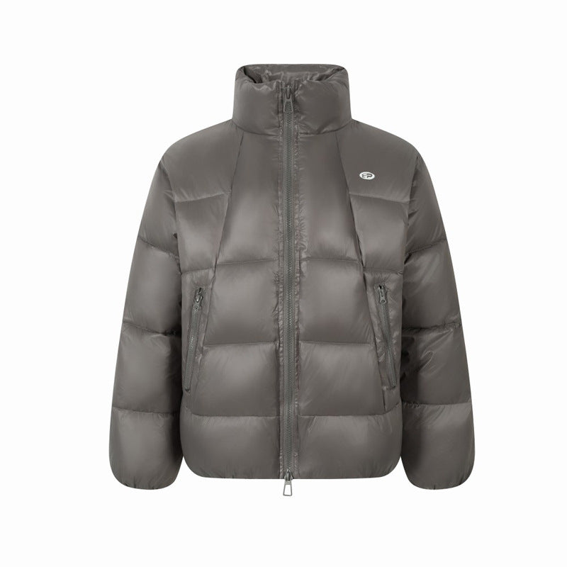 Mountain Style Outdoor Puffer Jacket Trendy Loose Stand Collar Warm Thick Cotton Coat for Couples, Versatile Design