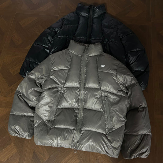 Mountain Style Outdoor Puffer Jacket Trendy Loose Stand Collar Warm Thick Cotton Coat for Couples, Versatile Design