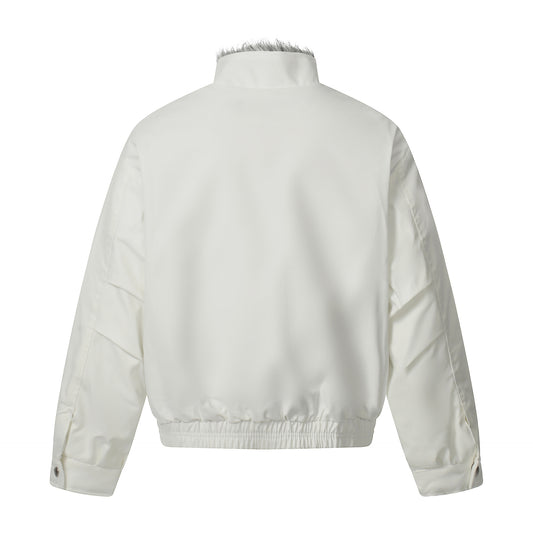 Faux Fur Collar Cotton Coat, Loose Warm Short Jacket