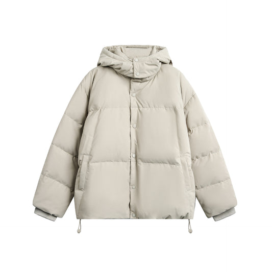 Outdoor Basic Mid-Length Overalls Hooded Down Jacket  White Duck Down Coat