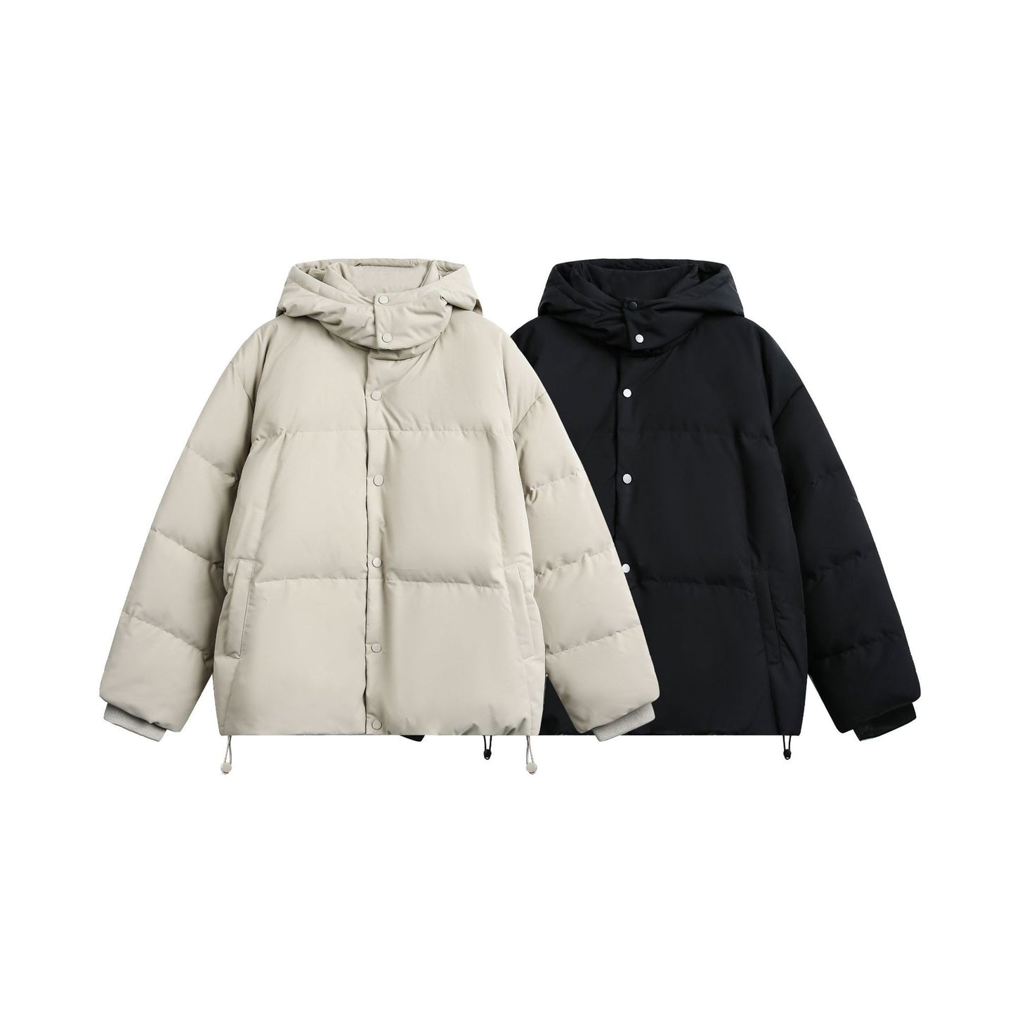 Outdoor Basic Mid-Length Overalls Hooded Down Jacket  White Duck Down Coat