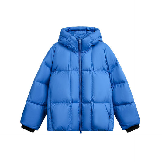 White Duck Down Hooded Puffer Coat for Couples, Warm Down Jacket Outerwear