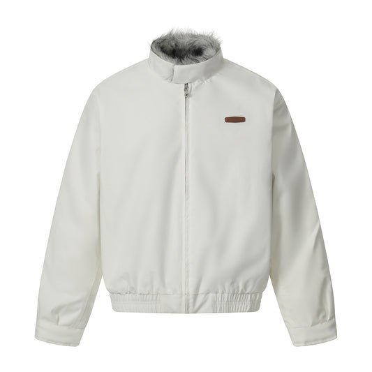 Faux Fur Collar Cotton Coat, Loose Warm Short Jacket