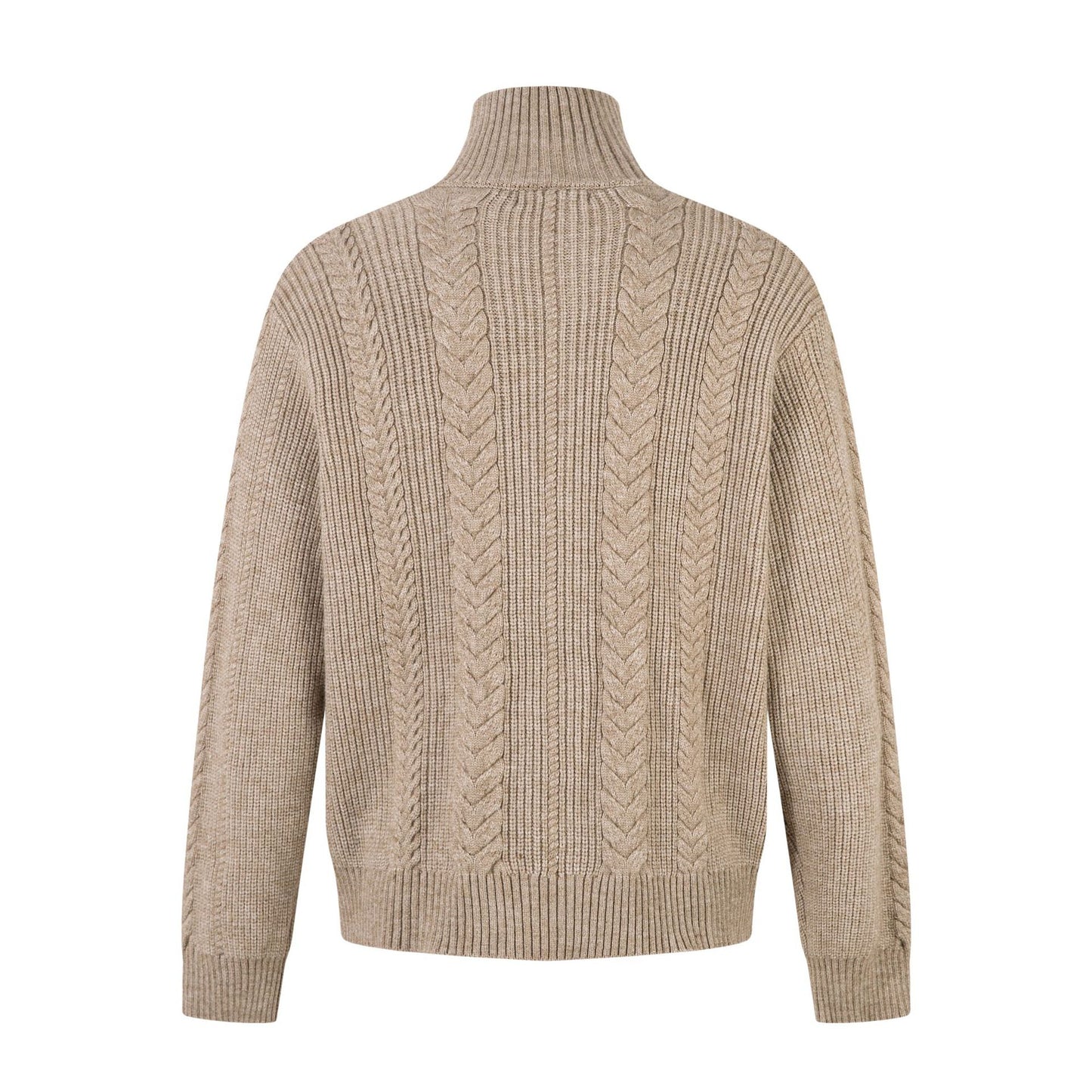 High neck sweater zipper coat Fried Dough Twists knitting sweater