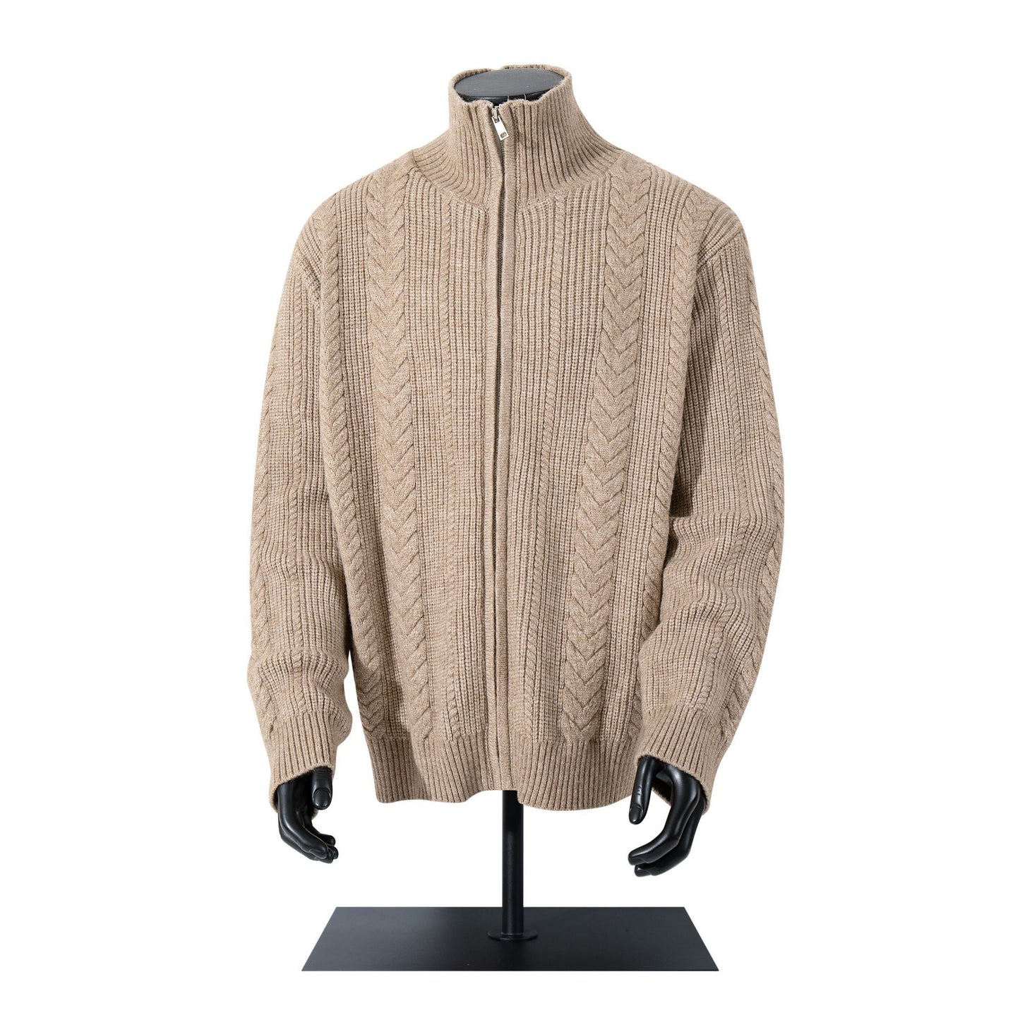 High neck sweater zipper coat Fried Dough Twists knitting sweater