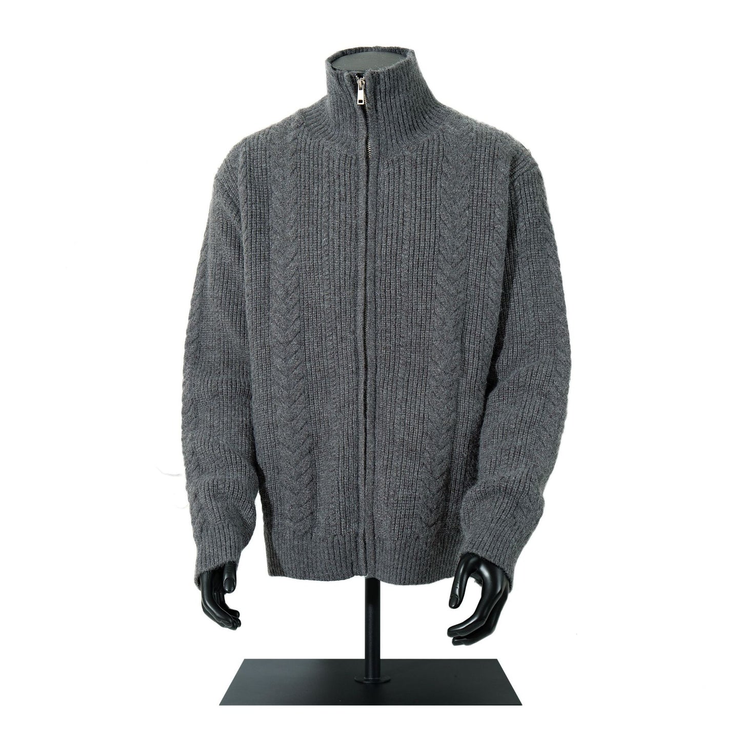 High neck sweater zipper coat Fried Dough Twists knitting sweater