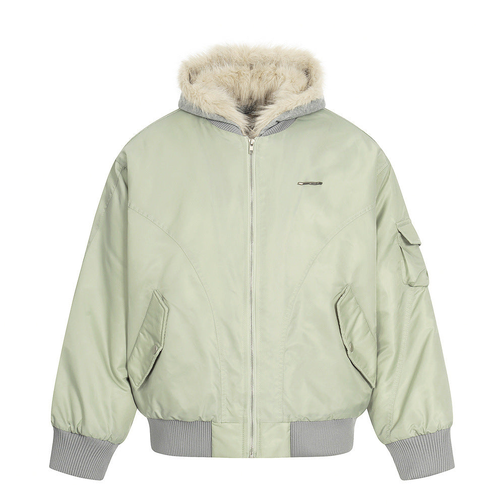 Retro Men's Cotton Coat with Hooded Faux Two-Piece Design, Casual Loose Fit Outerwear Top