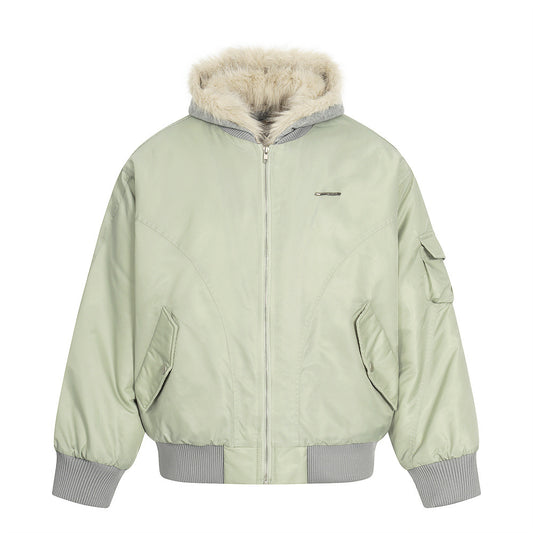 Retro Men's Cotton Coat with Hooded Faux Two-Piece Design, Casual Loose Fit Outerwear Top