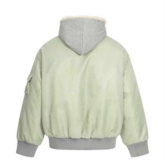 Retro Men's Cotton Coat with Hooded Faux Two-Piece Design, Casual Loose Fit Outerwear Top